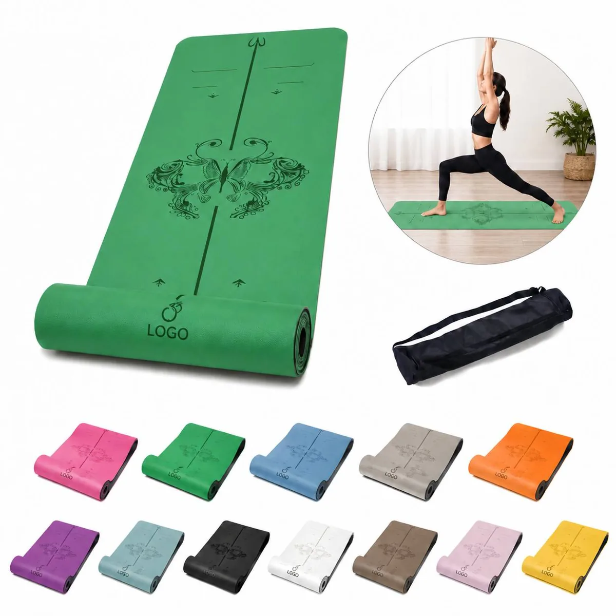 Non-Slip Cushioned Yoga Mat for Pilates and Floor Workouts