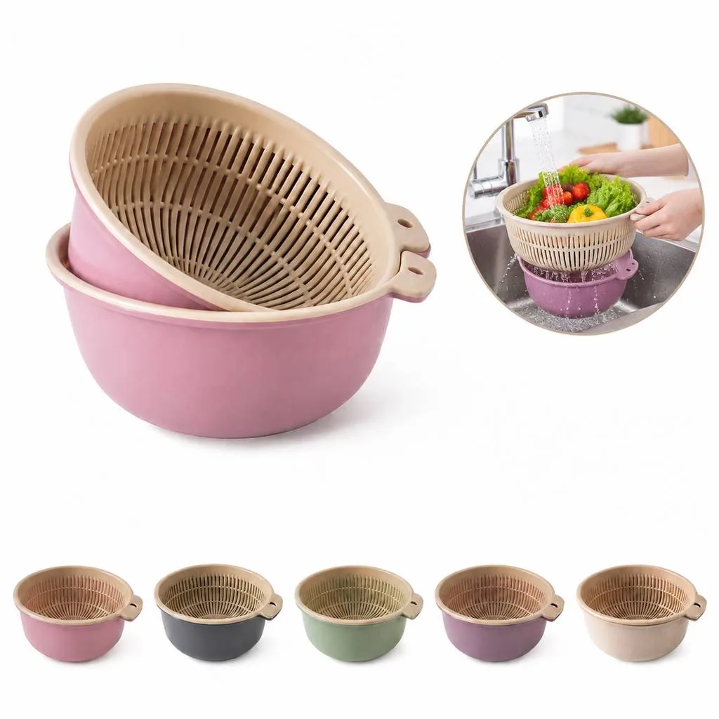 2-Tier Kitchen Drain Basket with Removable Top for Produce 2