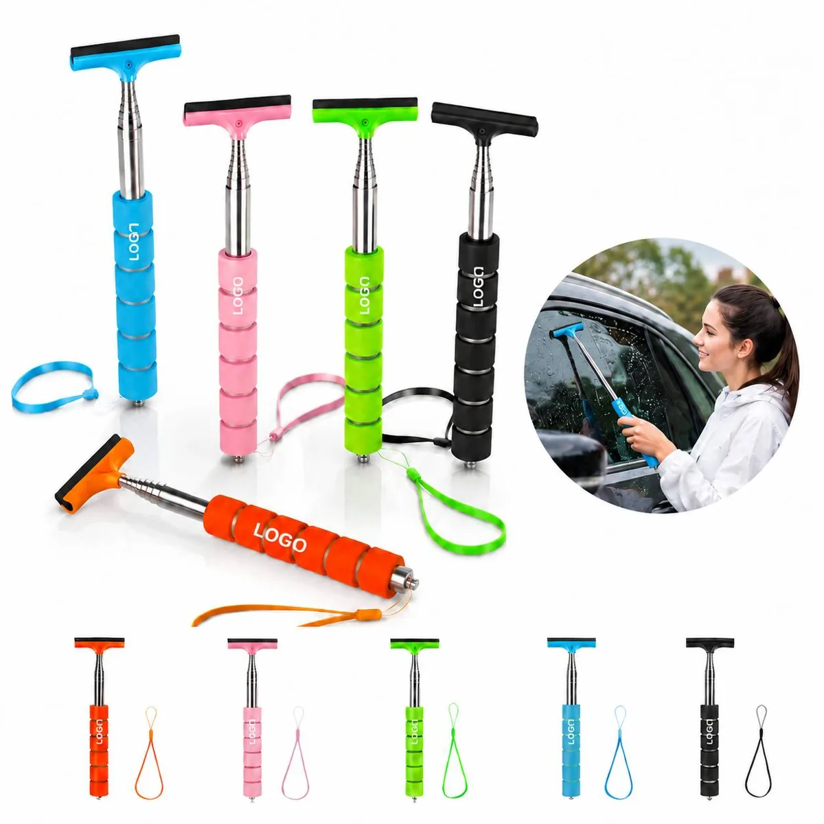 Stainless Steel Auto Mirror Cleaning Tool with Microfiber