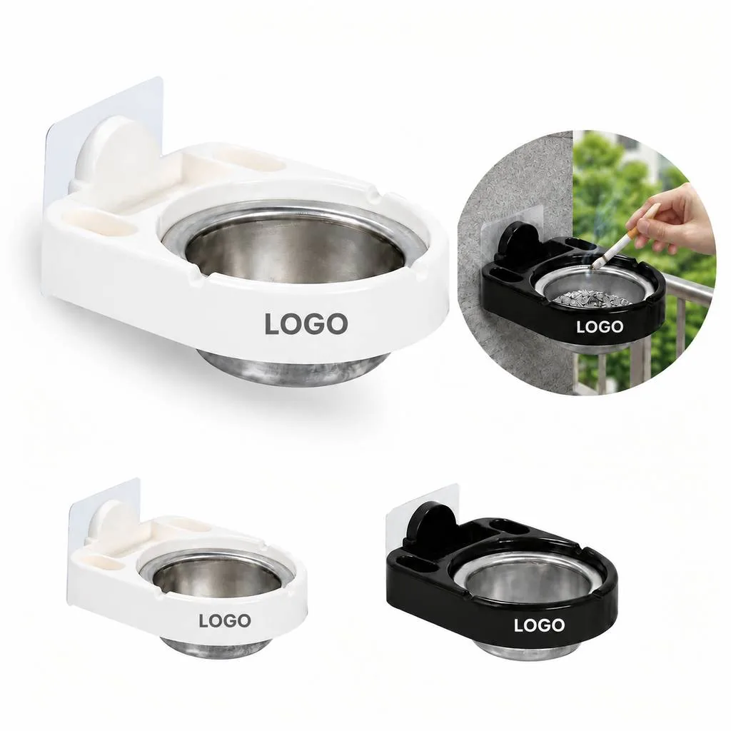 Adhesive Wall Ashtray with Anti-Fly Lid for Indoor Outdoor