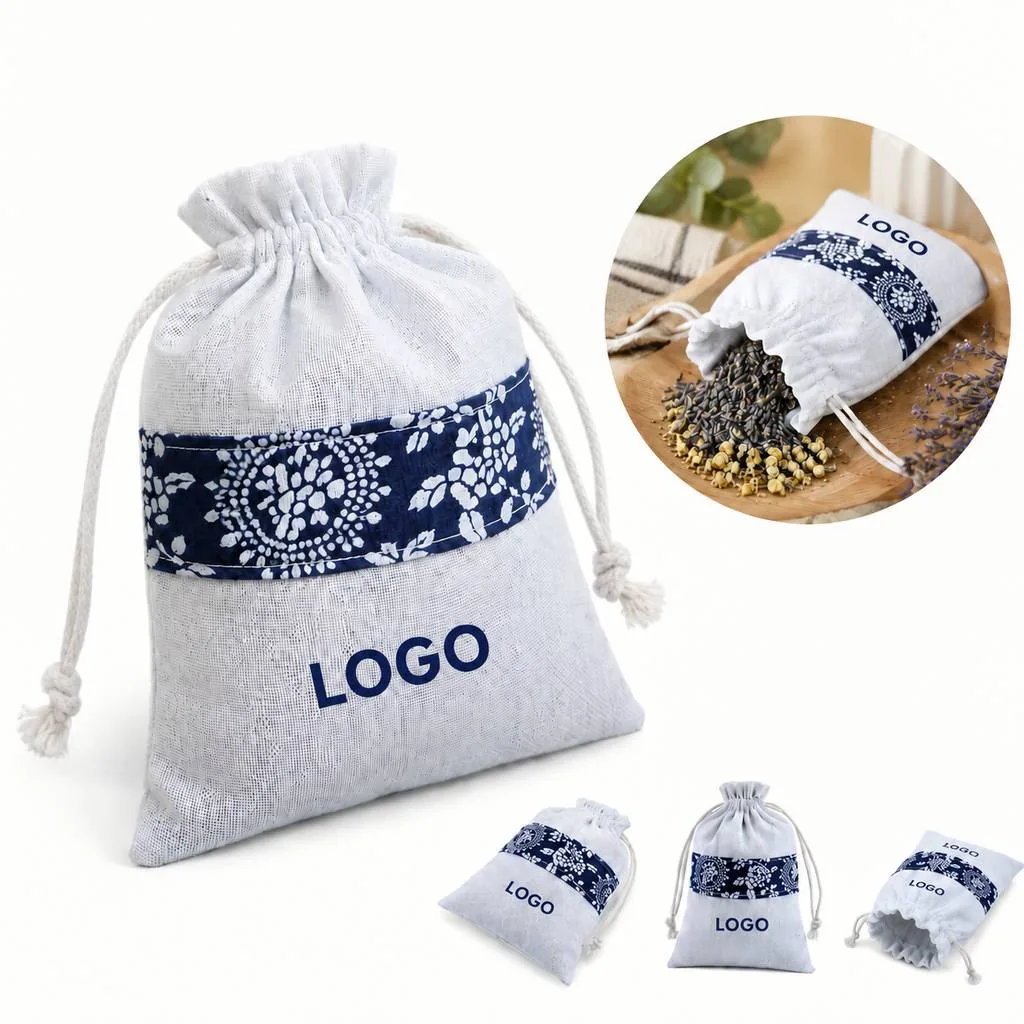 Porcelain Drawstring Pouch for Cosmetics Keys Jewelry