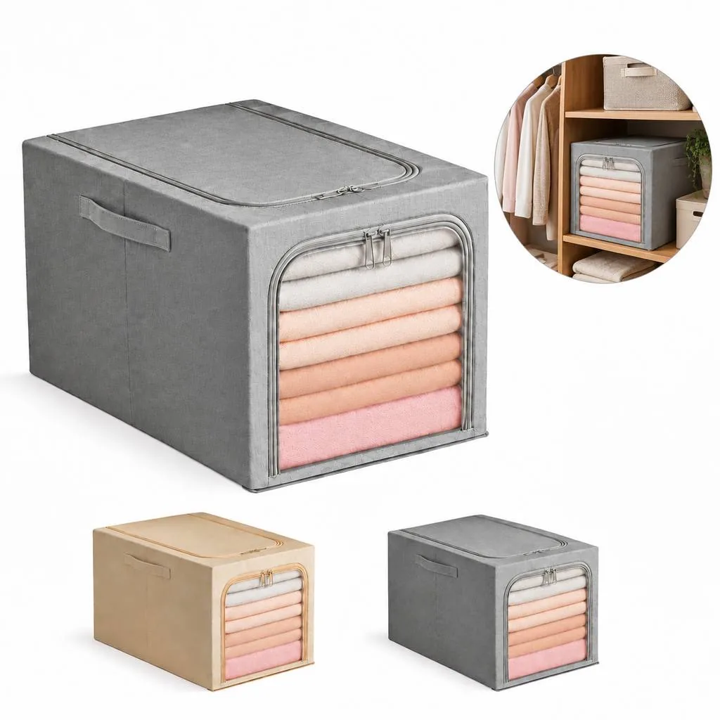 Collapsible Steel Frame Organizer Box for Home Storage 2