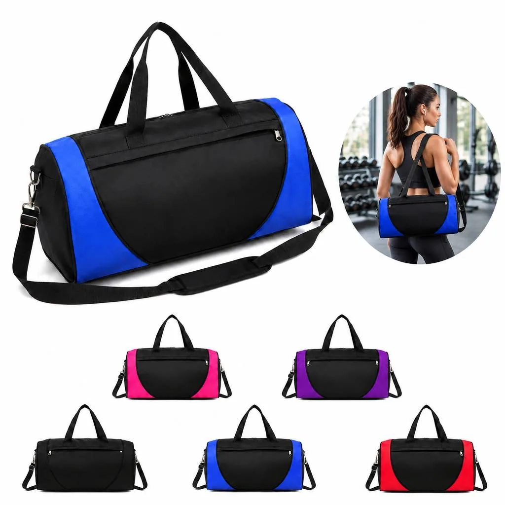 Round Water-Resistant Gym Bag with Shoulder Strap 2