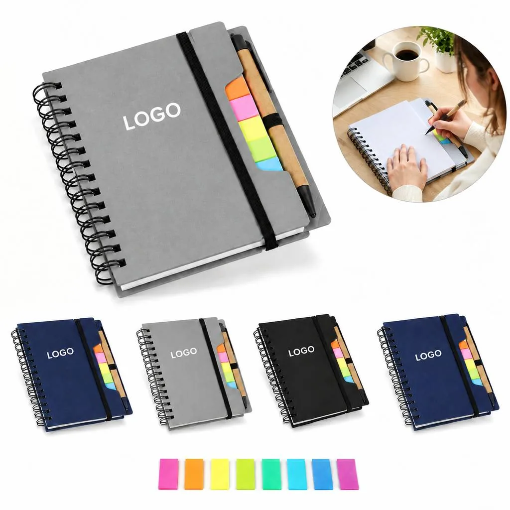 Coil Notebook with Pen and Stickers for Planning
