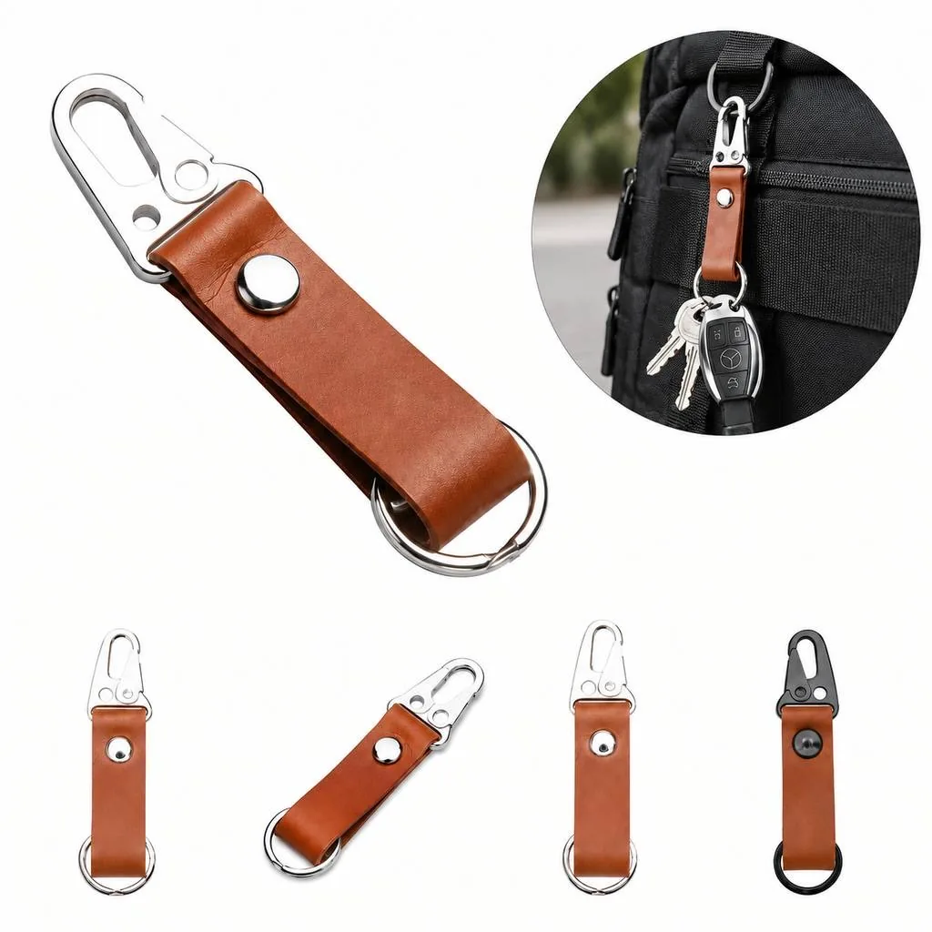 Genuine Leather Keychain with Durable Metal Clip 2
