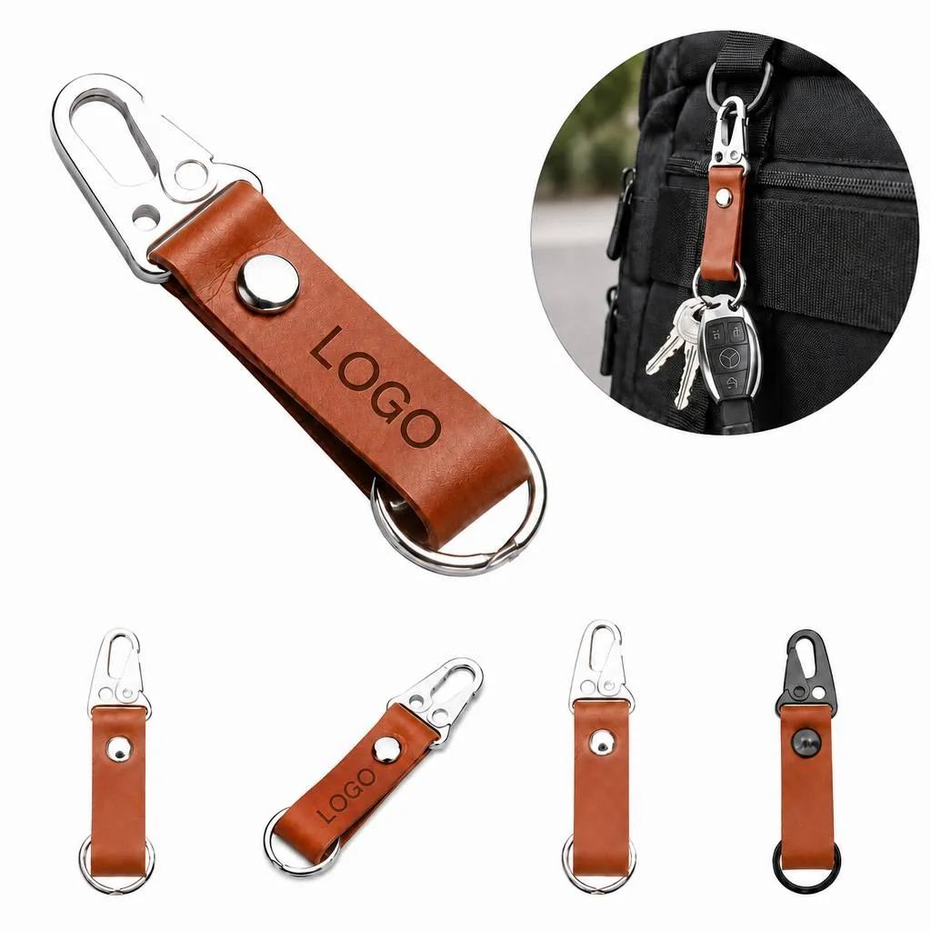 Genuine Leather Keychain with Durable Metal Clip