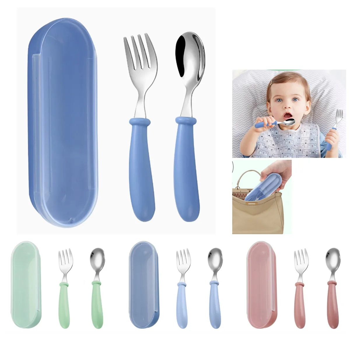 Kids 304 Stainless Steel Fork Spoon Knife Travel Set 2