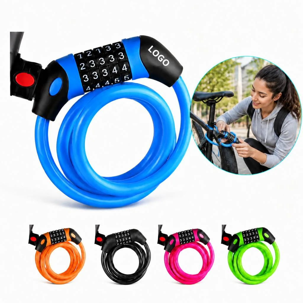 Combination Cable Bike Lock with Resettable Code