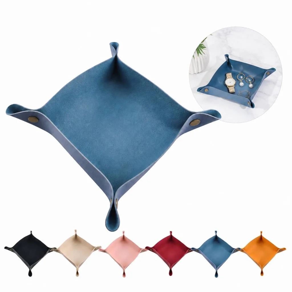 Stylish Faux Leather Tray for Desk Organization 2