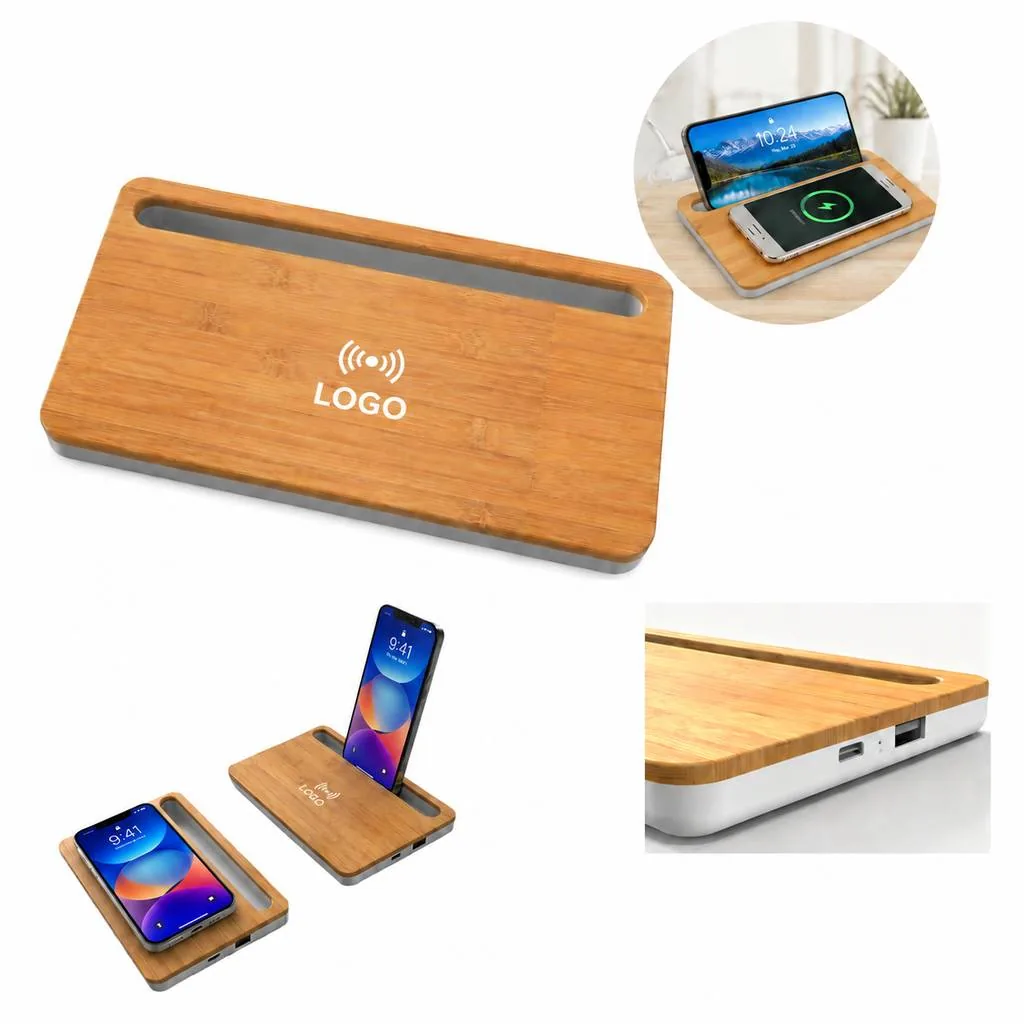 Bamboo Desktop Wireless Charging Pad for Smartphones