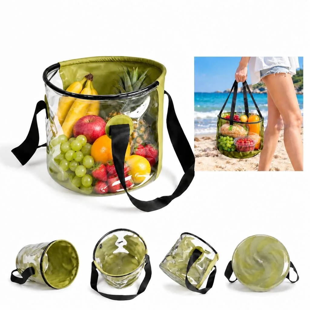 Portable Outdoor Picnic Storage Bucket with Lid 2