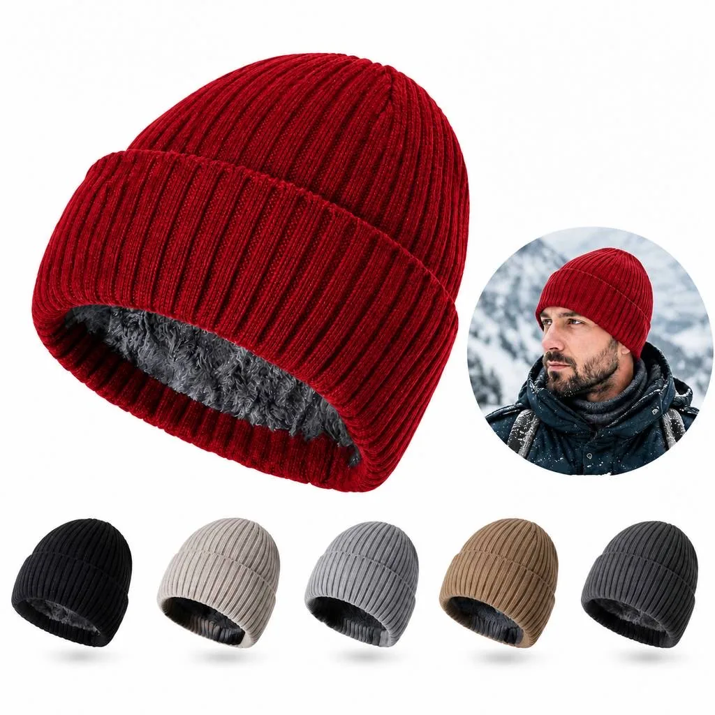 Unisex Knitted Beanie and Scarf Set for Winter 2