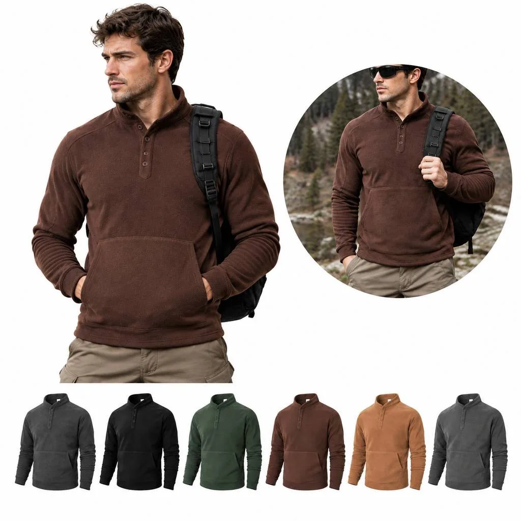 Men's Stand Collar Cotton Blend Sweatshirt Slim Fit 2