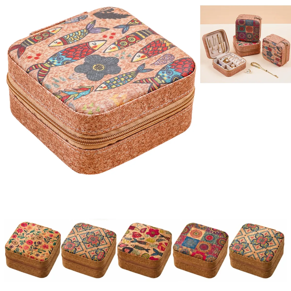 Portable Leather Jewelry Organizer Box with Compartments 2