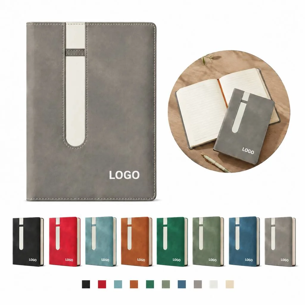 Full-Grain Leather Business Notebook with Elastic Closure