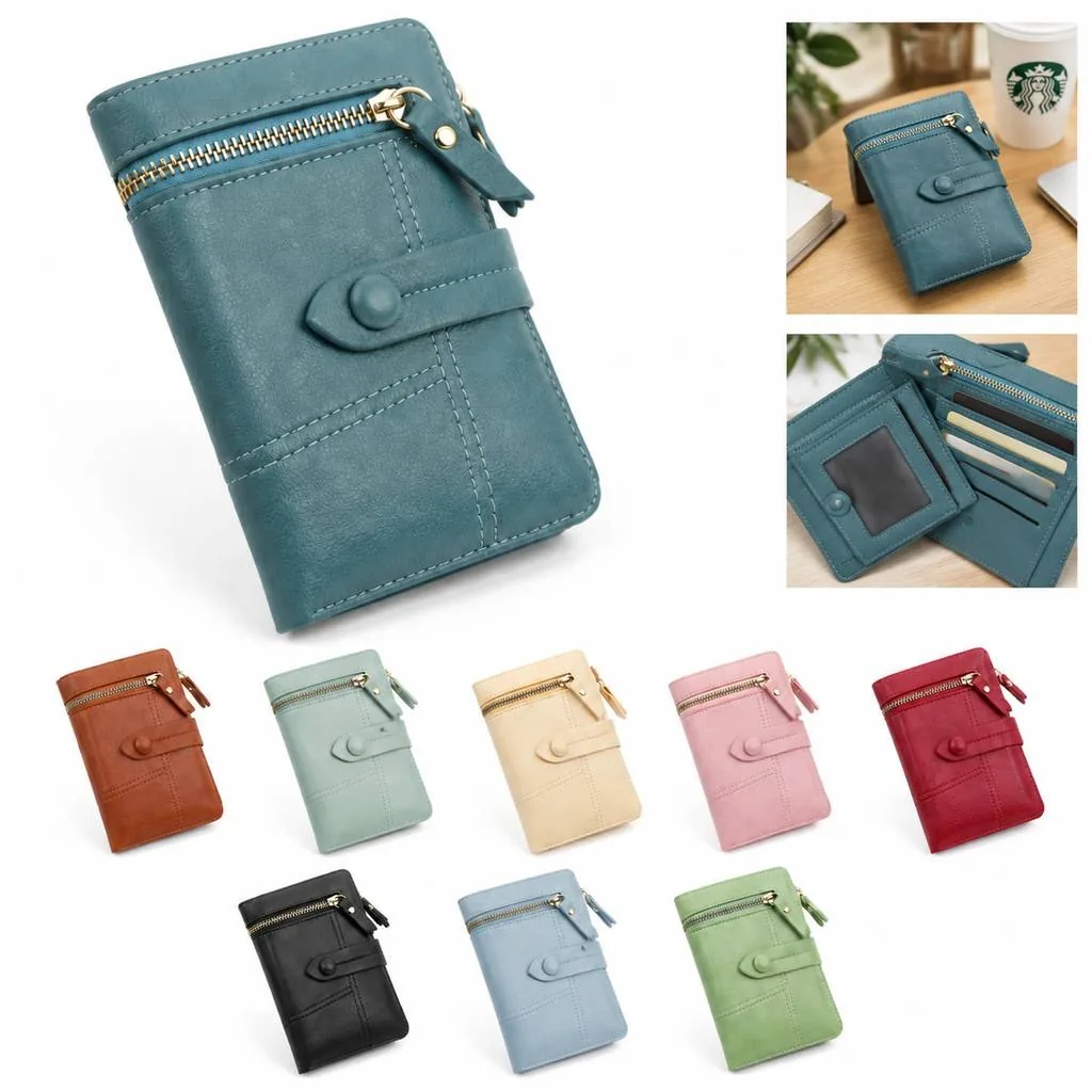 Women's Leather Zip-Around Wallet with Card Slots 2