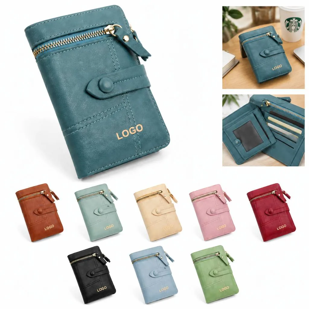 Women's Leather Zip-Around Wallet with Card Slots