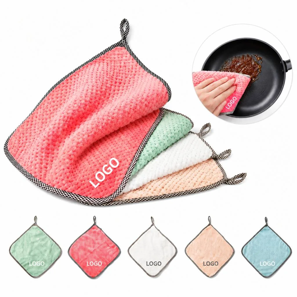 Absorbent Coral Fleece Hanging Cleaning Towel