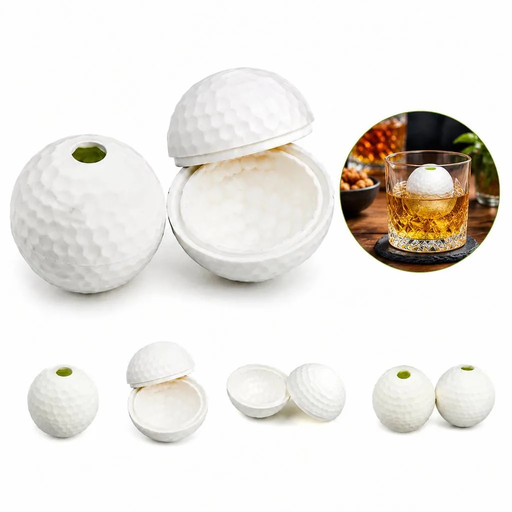 Silicone Golf Ball Shaped Ice Cube Tray 6 Cavity 2