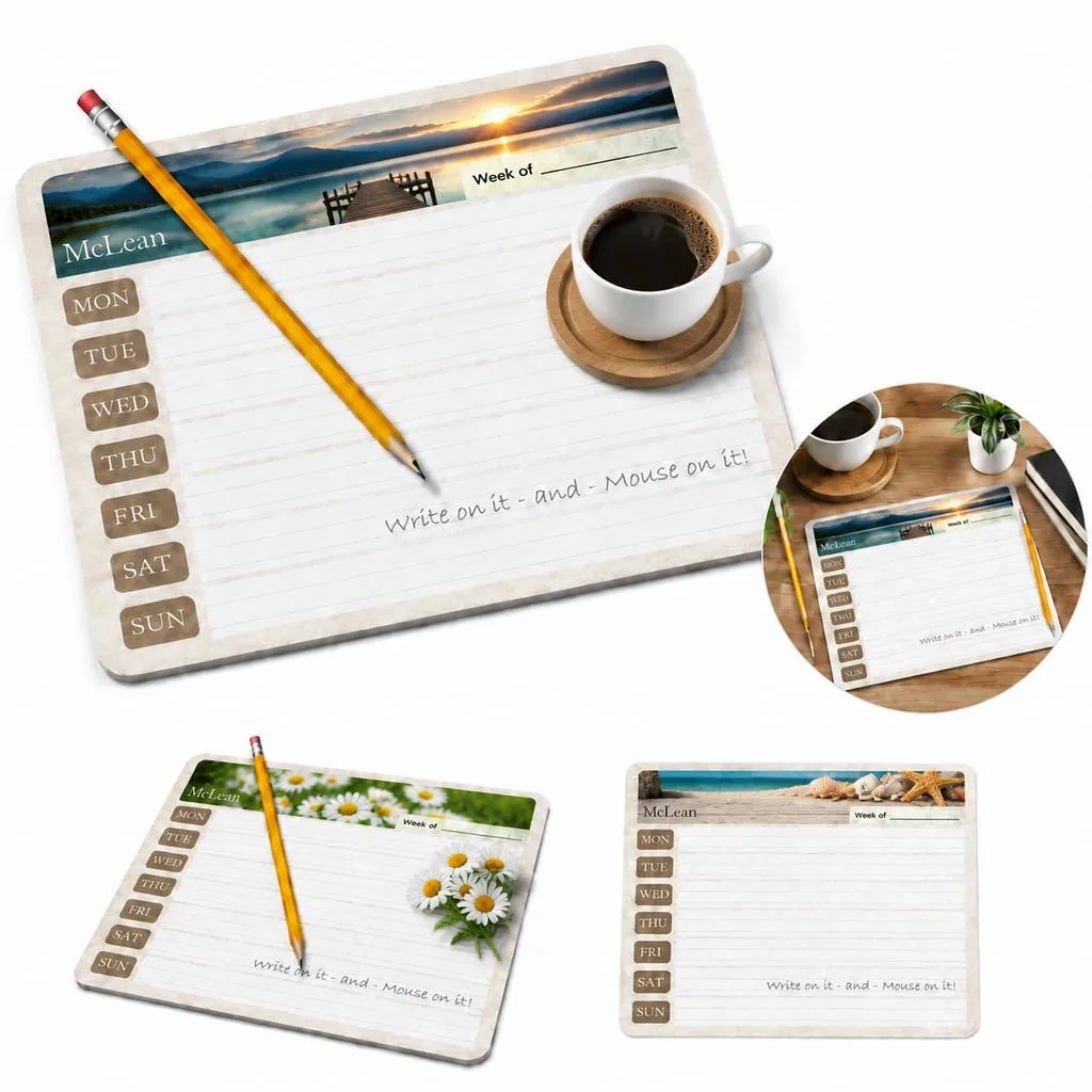 Recycled Writing Surface Desk Mat with Cushioned Mouse Pad 2