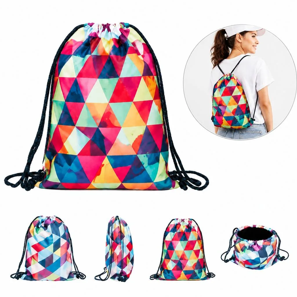 Lightweight Polyester Drawstring Closure Bag for Gym Travel 2