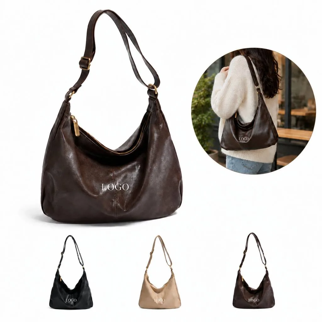 Adjustable Strap Faux Leather Crossbody Bag Large