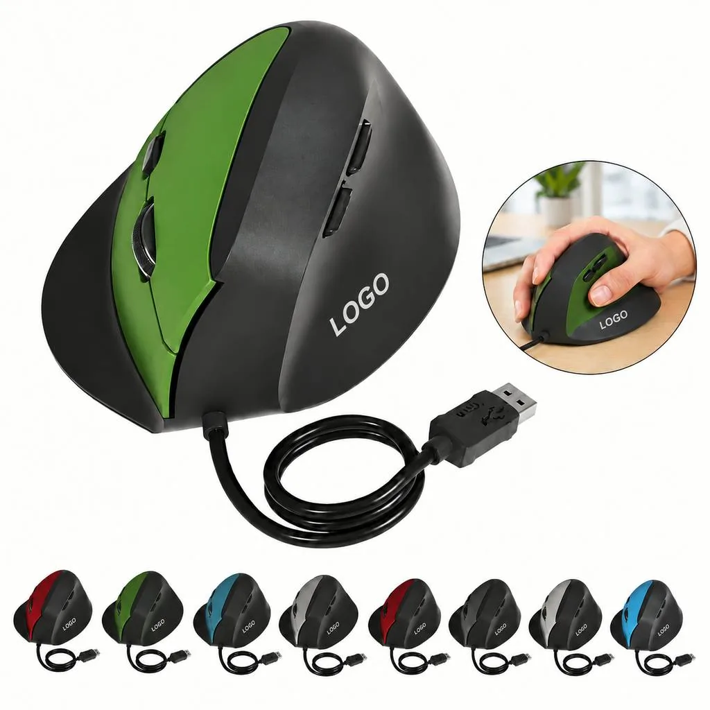 Vertical Ergonomic Wired USB Mouse for Comfort