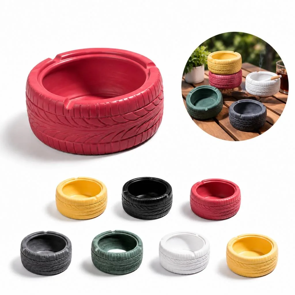 Retro Tire Shaped Resin Ashtray for Indoor Outdoor Decor 2