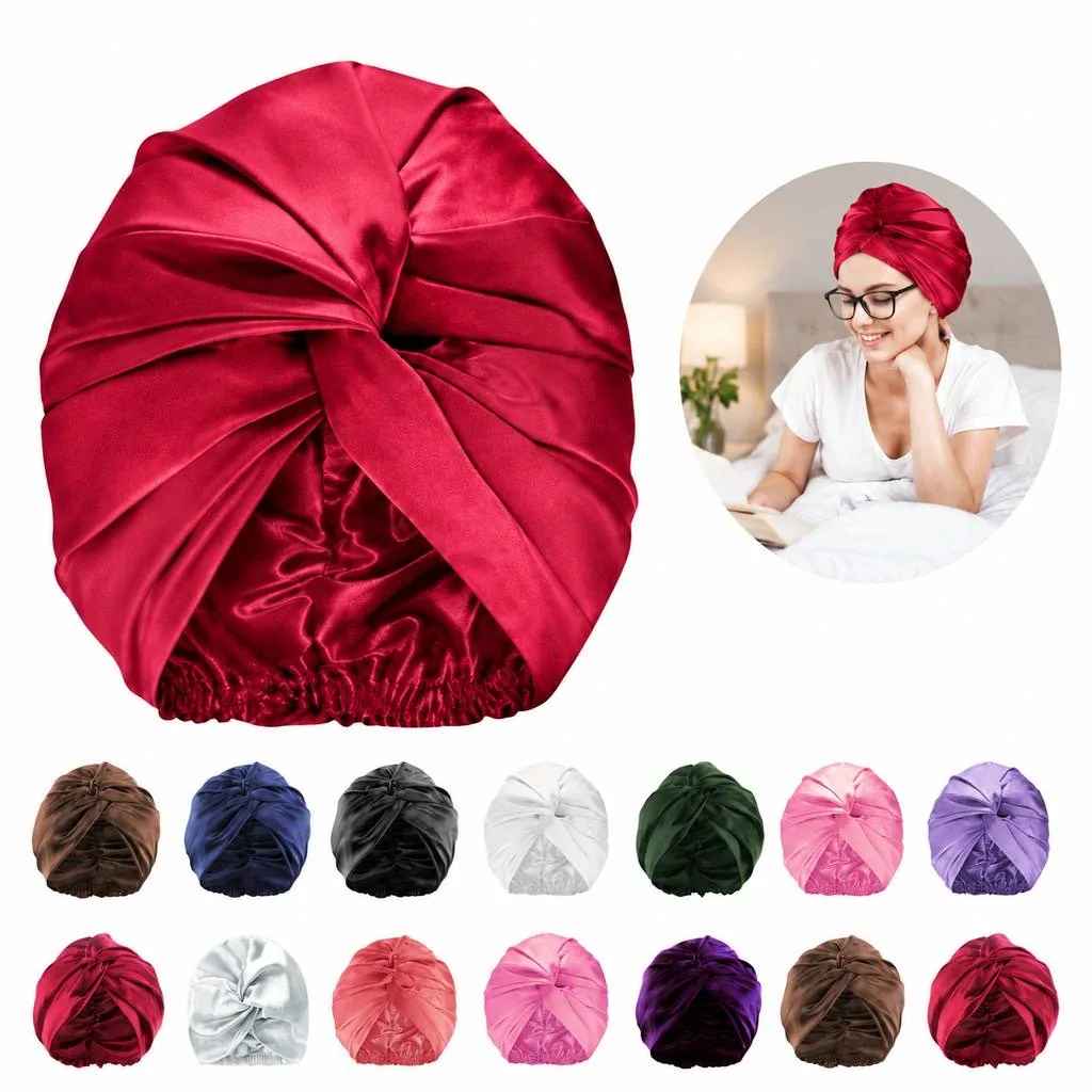 Double-Layer Silk Sleep Cap for Frizz Control 2
