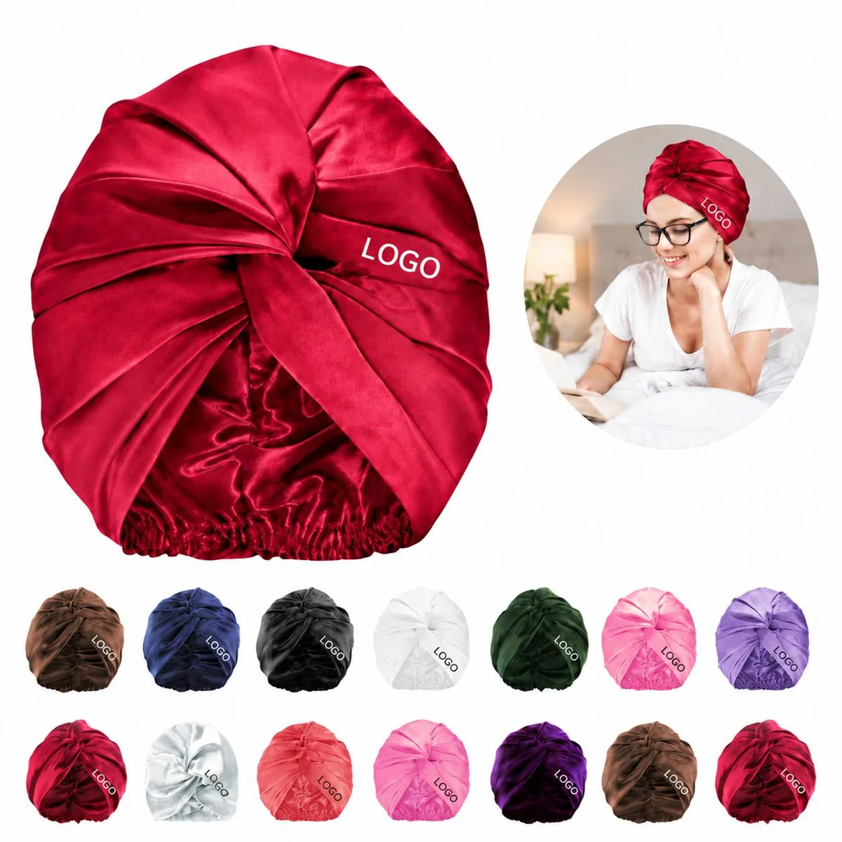 Double-Layer Silk Sleep Cap for Frizz Control
