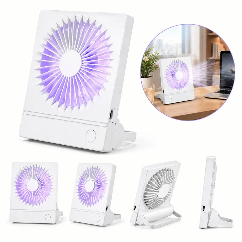 Quiet 3-Speed Rechargeable Desk Fan with Tilt Head 2