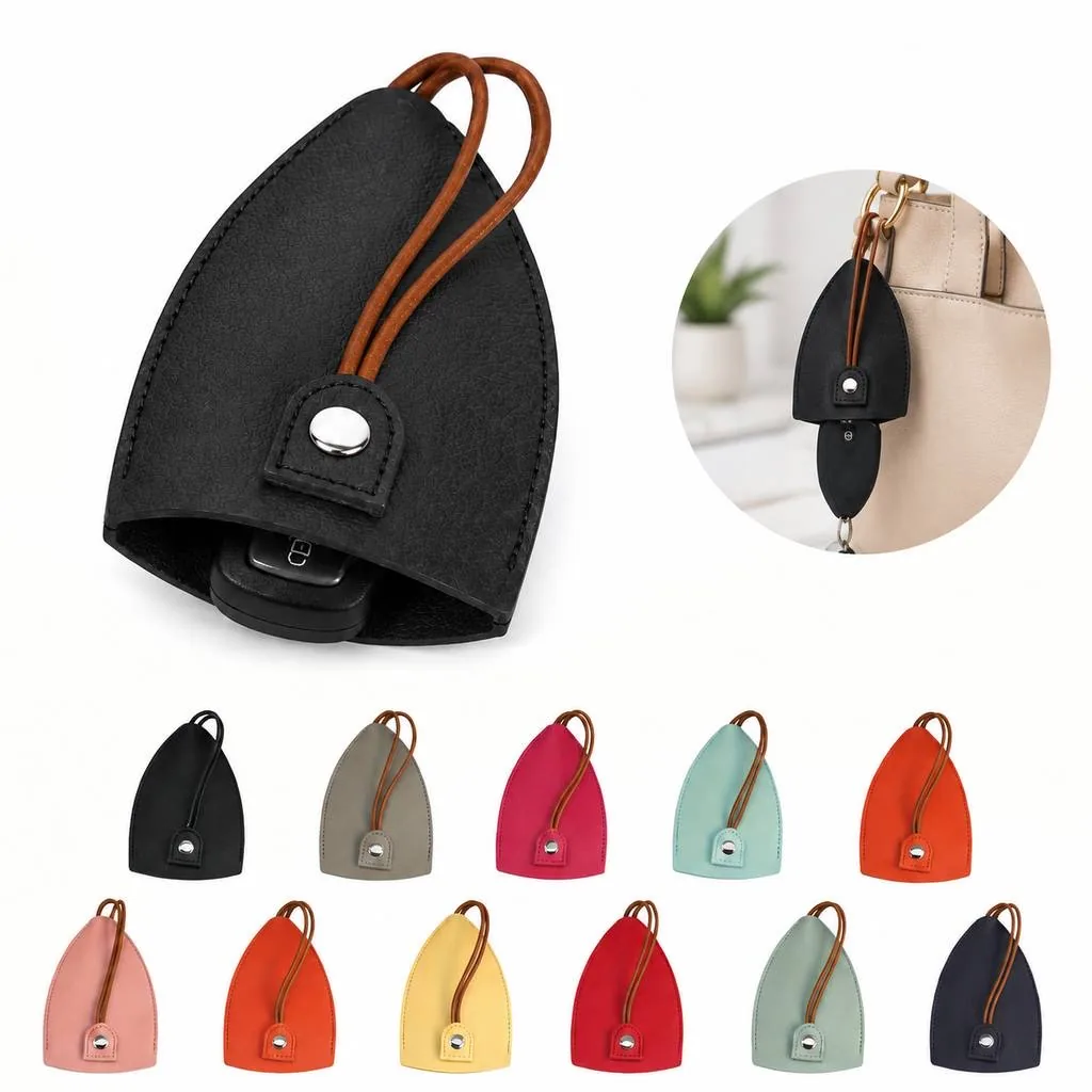 Compact Leather Key Pouch with Snap Closure 2