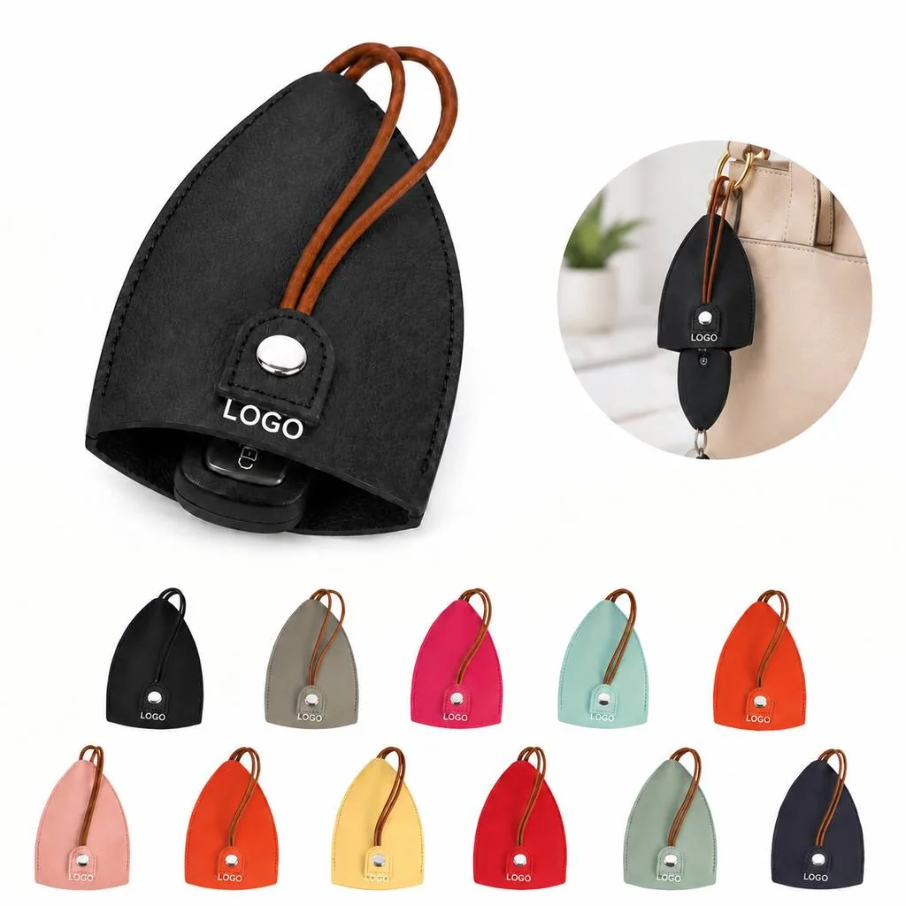Compact Leather Key Pouch with Snap Closure
