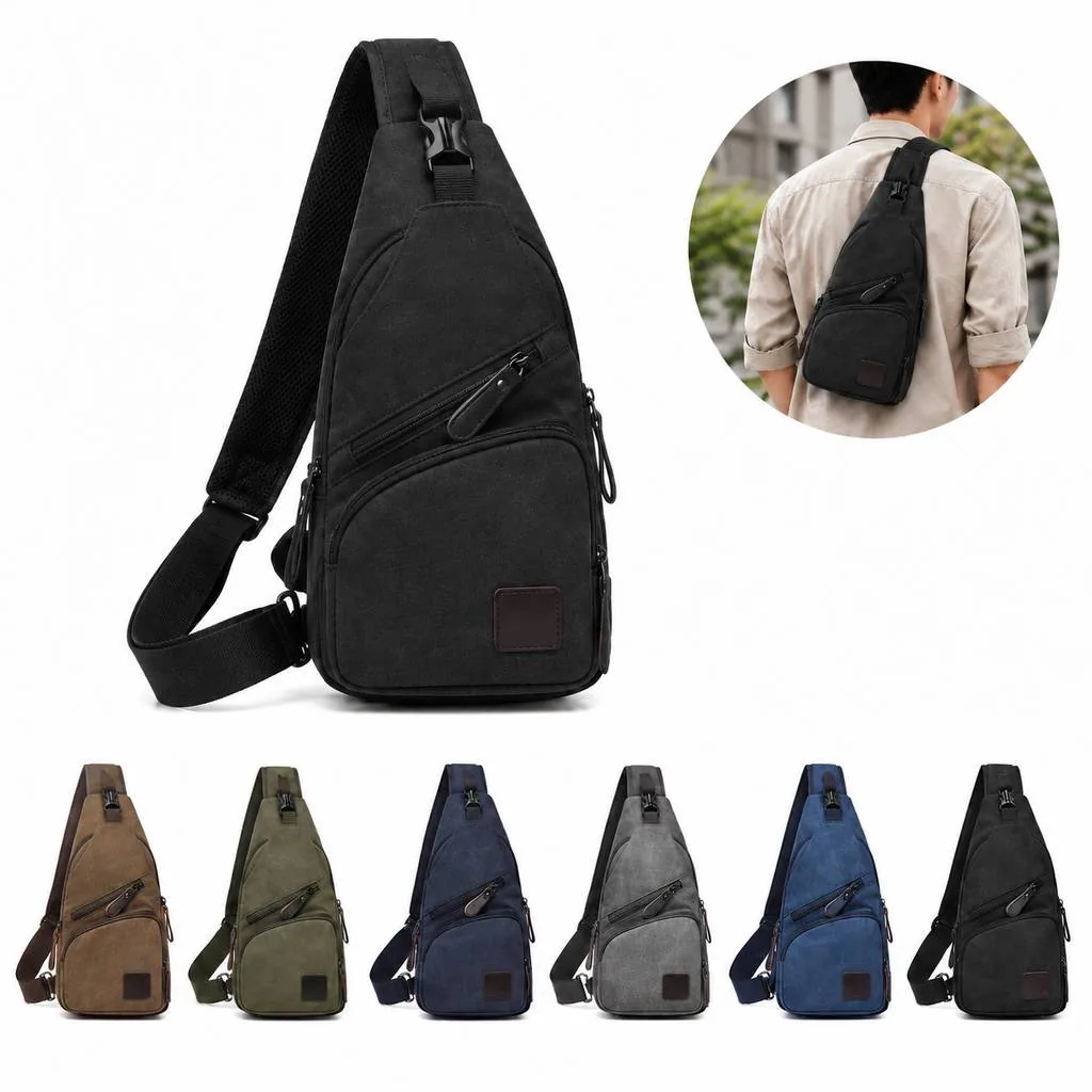 Canvas Crossbody Bag with USB Charging Port 2
