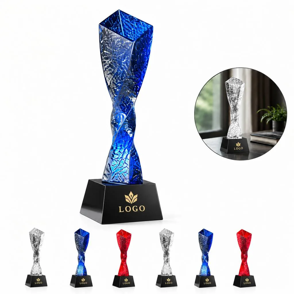 Twisted Crystal Column Award Trophy for Recognition Events