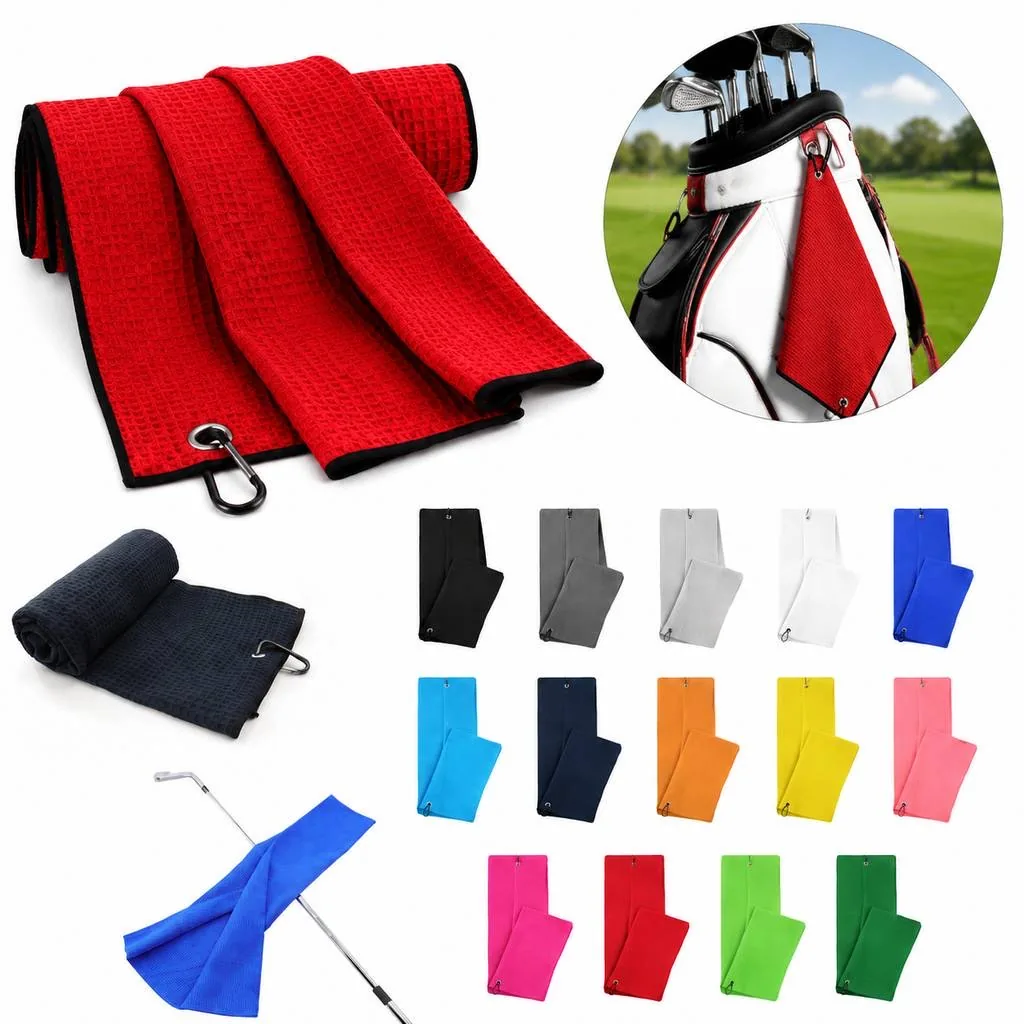 Quick-Dry Microfiber Golf Towel with Carabiner Clip 2