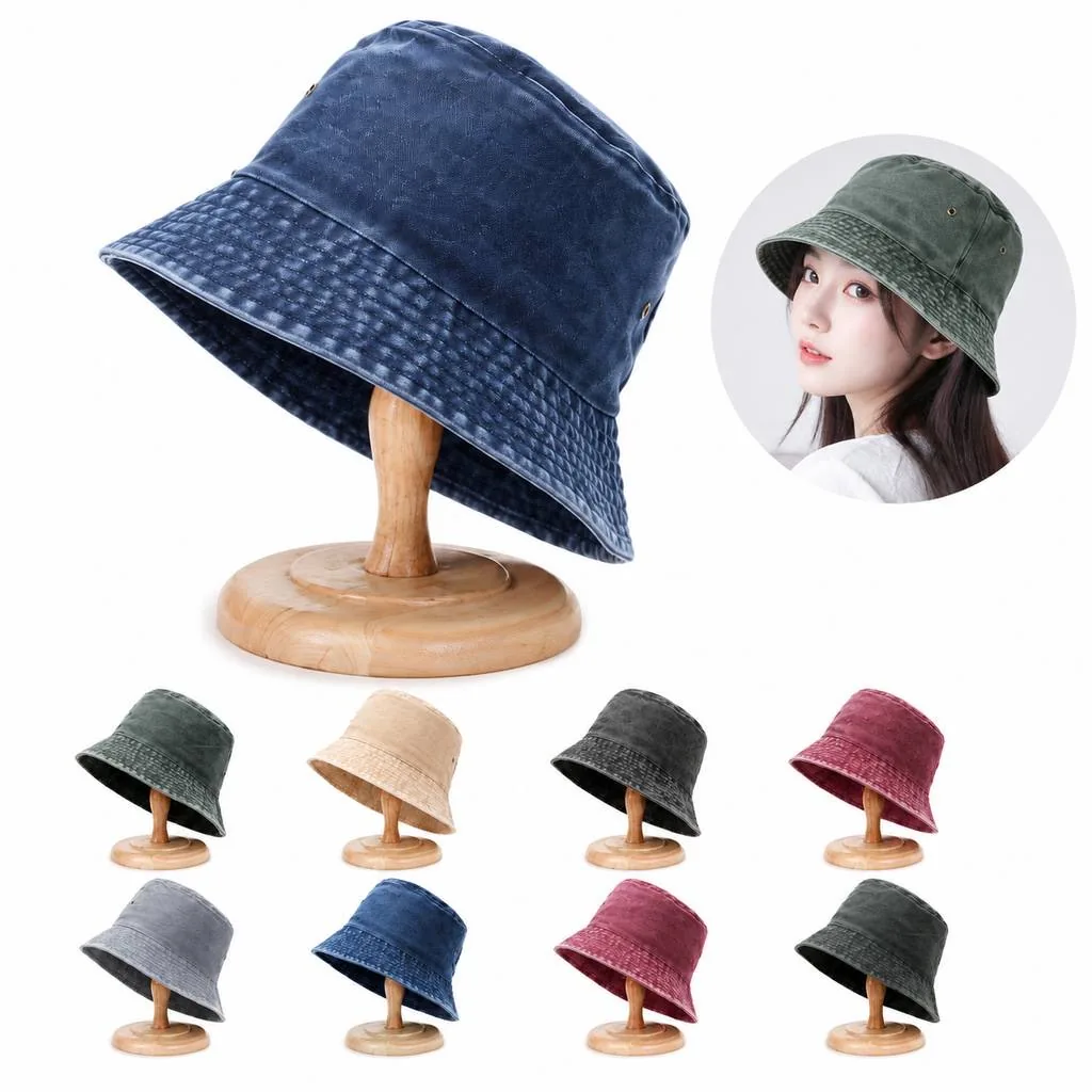 Collapsible Denim Wide-Brim Sun Hat for Outdoor 2