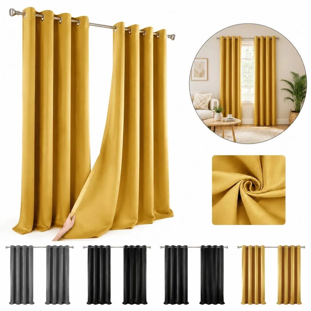 Thermal Insulated Room Darkening Grommet Curtains 2