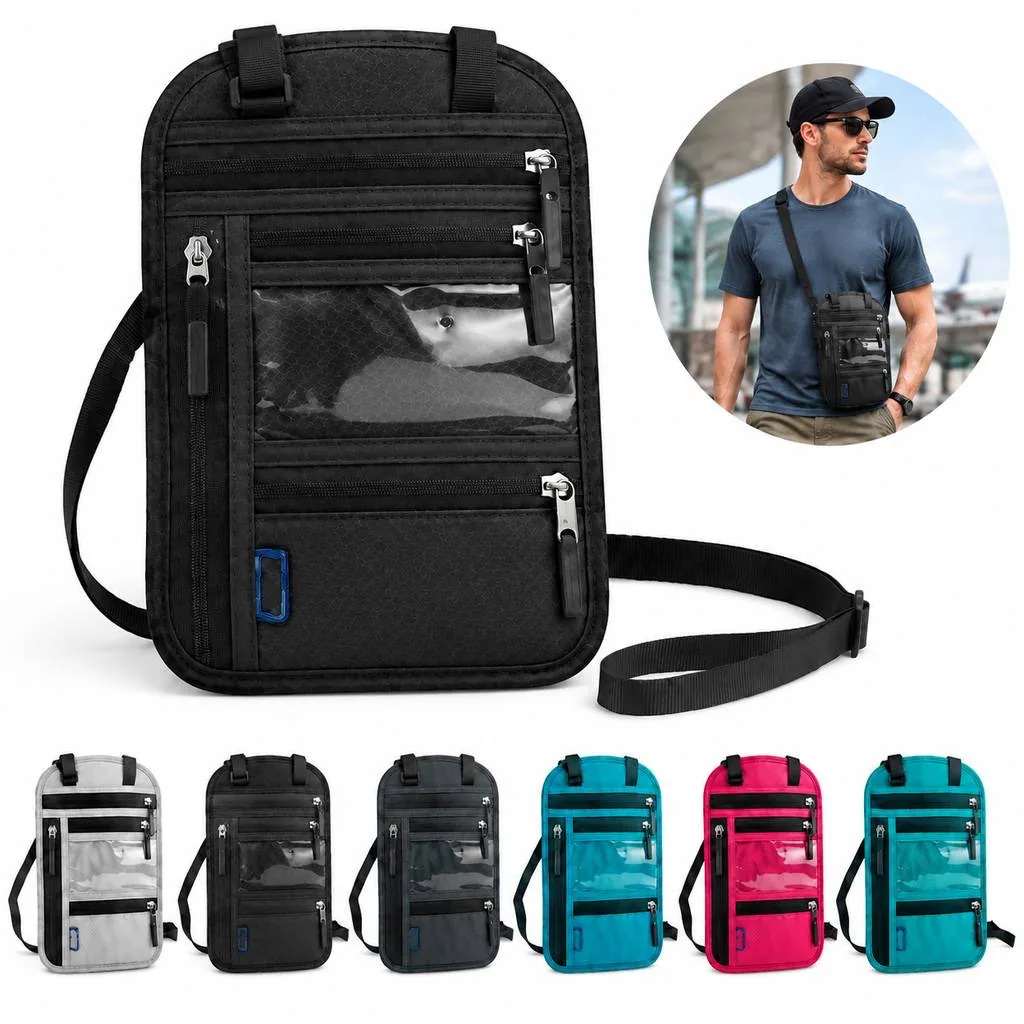 Compact Travel Neck Pouch for Passport and Cards 2
