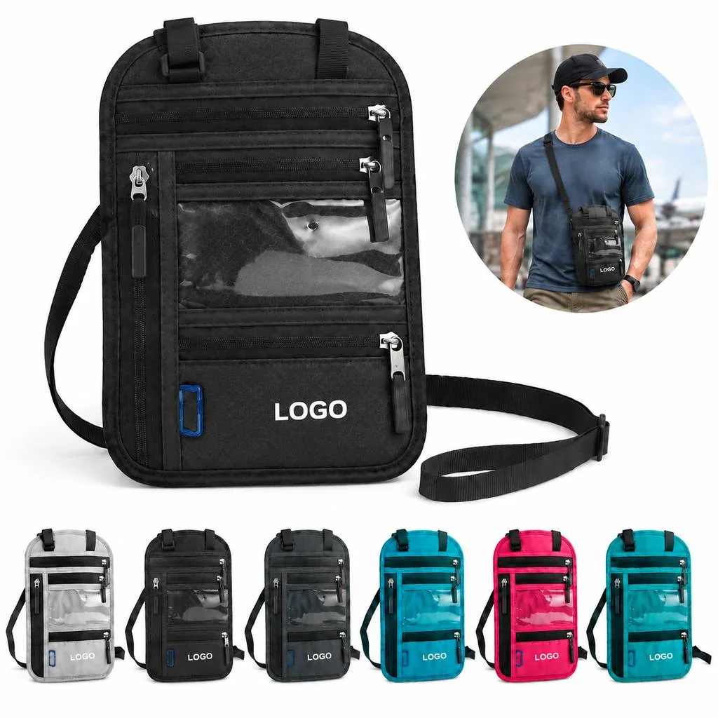 Compact Travel Neck Pouch for Passport and Cards