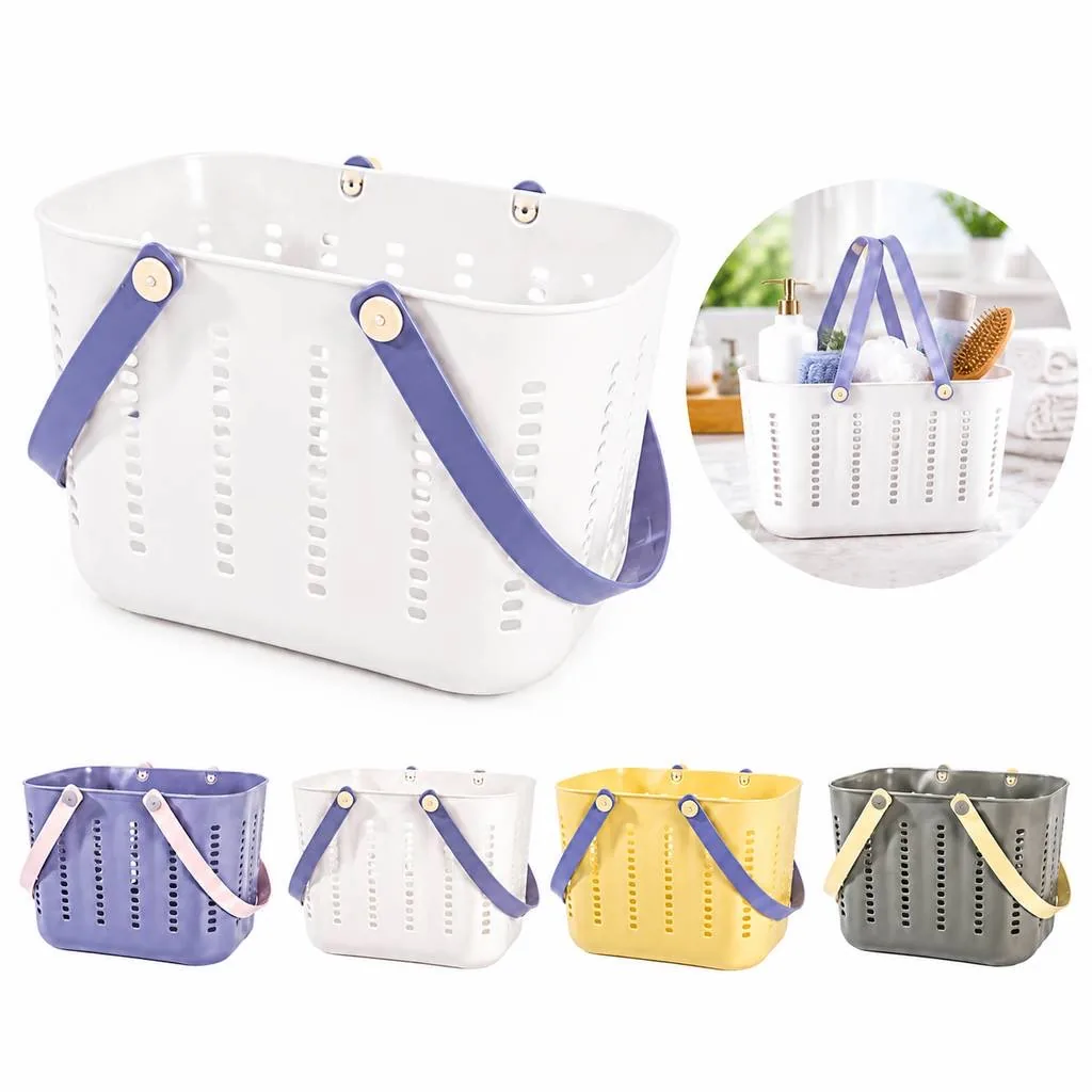 Portable Plastic Storage Basket for Bathroom Toiletries 2