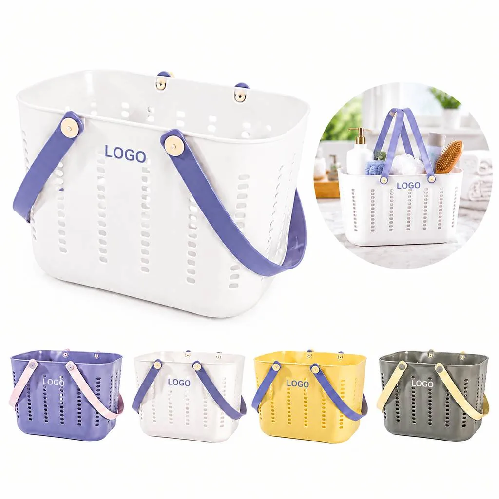 Portable Plastic Storage Basket for Bathroom Toiletries
