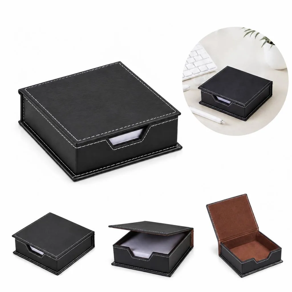 Elegant Leather Desk Organizer with Stitched Compartments 2