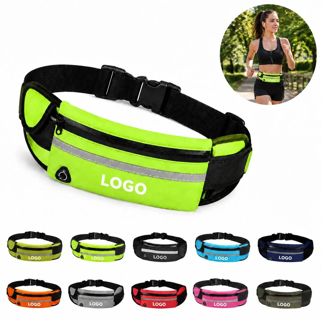 Adjustable Breathable Running Waist Belt with Zip Pocket