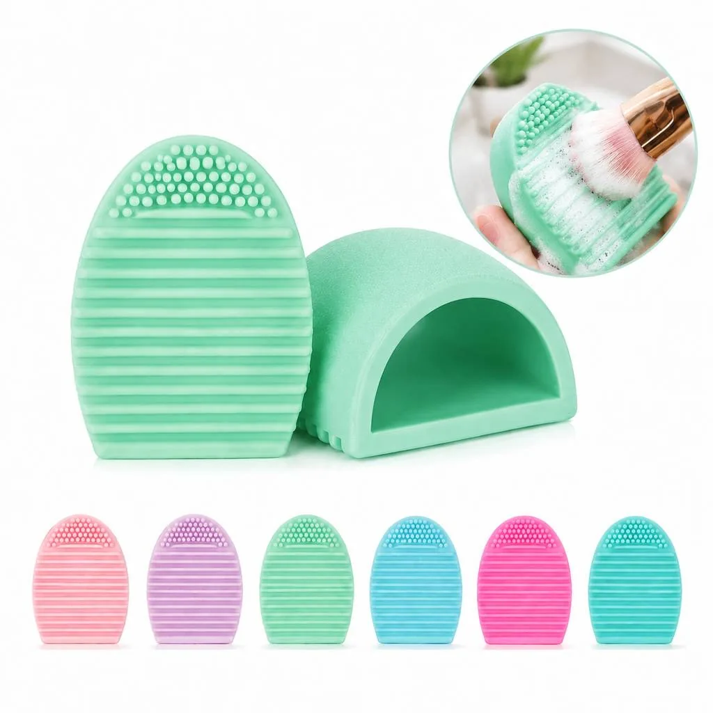 Silicone Makeup Brush Cleaning Egg with Suction Cup 2