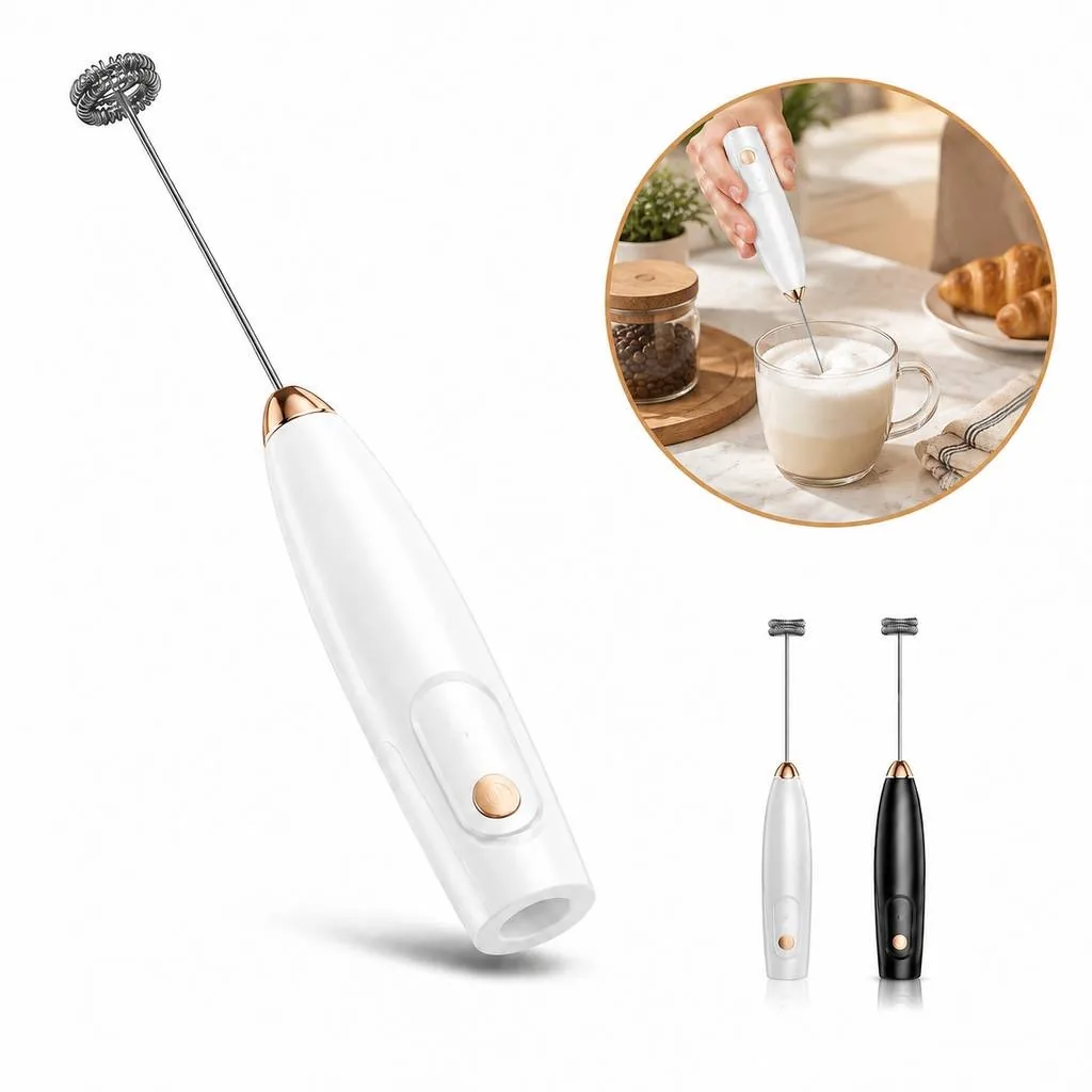 Handheld Electric Milk Foamer with Stainless Steel Whisk 2