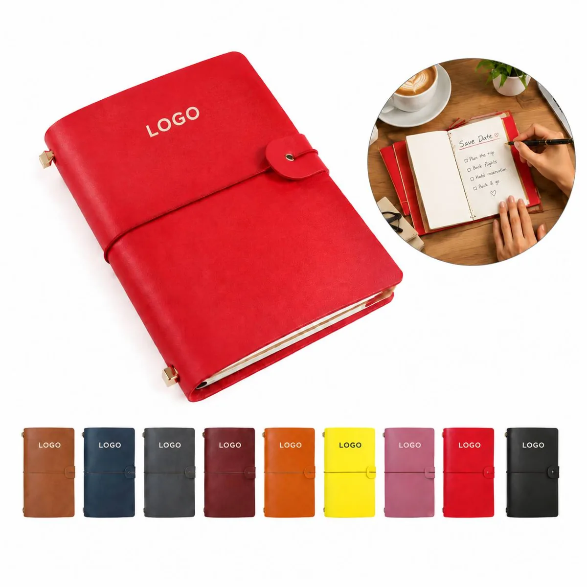Vintage Hardcover Travel Journal with Elastic Closure