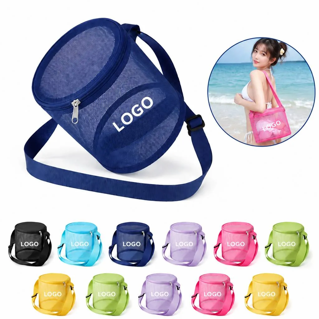 Kids Drawstring Mesh Beach Bag for Shell Collecting