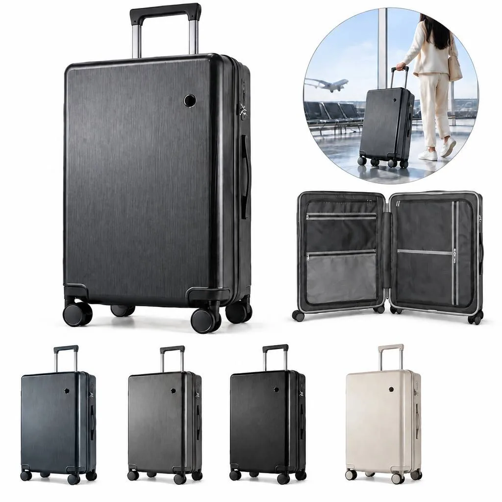 Large Capacity Leather Rolling Suitcase for Travel 2