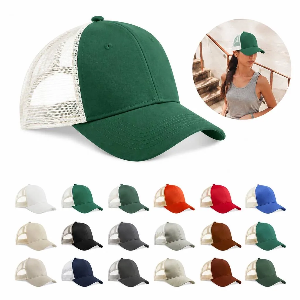 Organic Mesh Back Trucker Hat with Snapback 2
